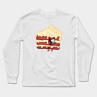 Cute Strawberry Cream Cake Slice Character Long Sleeve T-Shirt